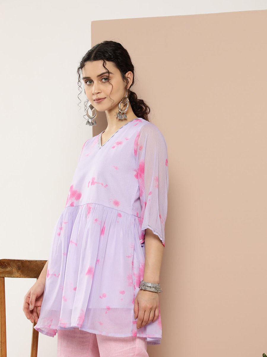 Ahalyaa Lavender & Pink Printed Tunic - Distacart