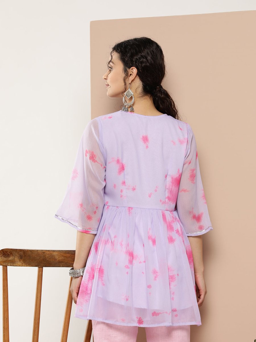 Ahalyaa Lavender & Pink Printed Tunic - Distacart