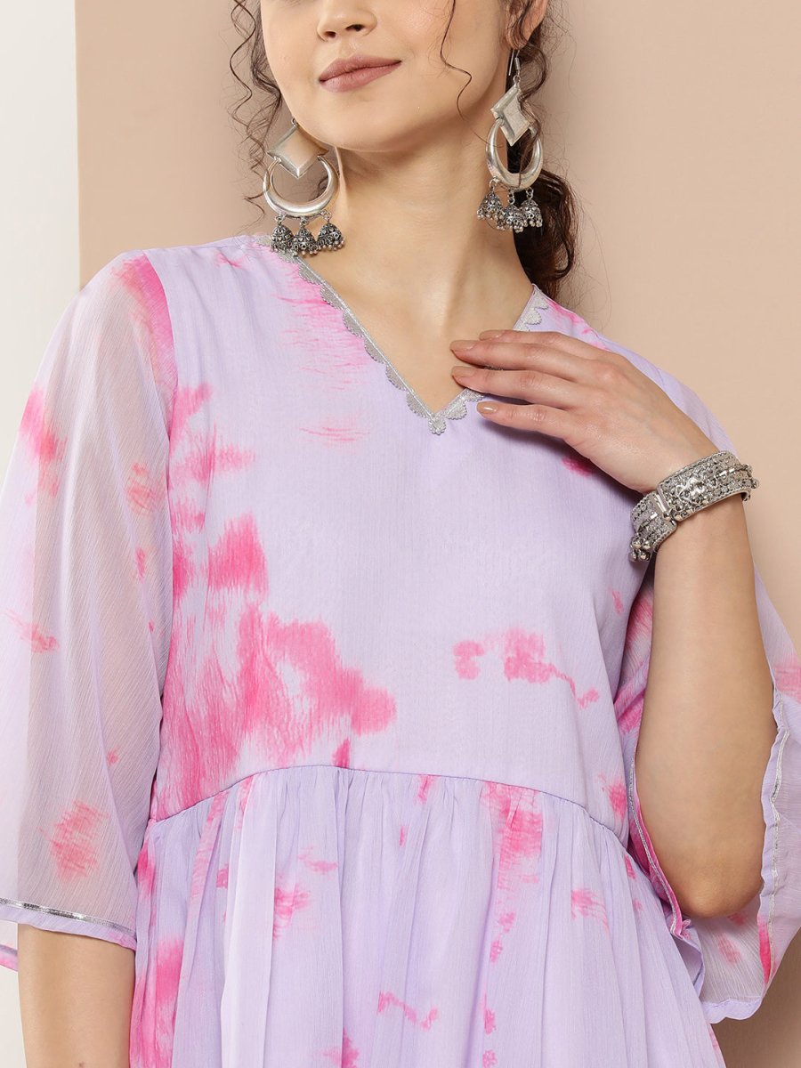 Ahalyaa Lavender & Pink Printed Tunic - Distacart