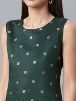 Thumbnail for Ahalyaa Chanderi Dark Green Foil Gold Printed Kurti