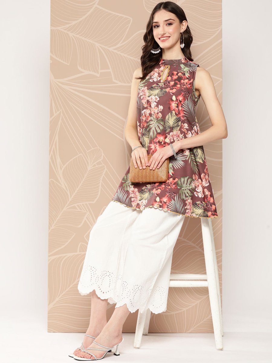 Ahalyaa Halter Neck Printed Tunic - Distacart