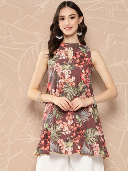 Ahalyaa Halter Neck Printed Tunic - Distacart