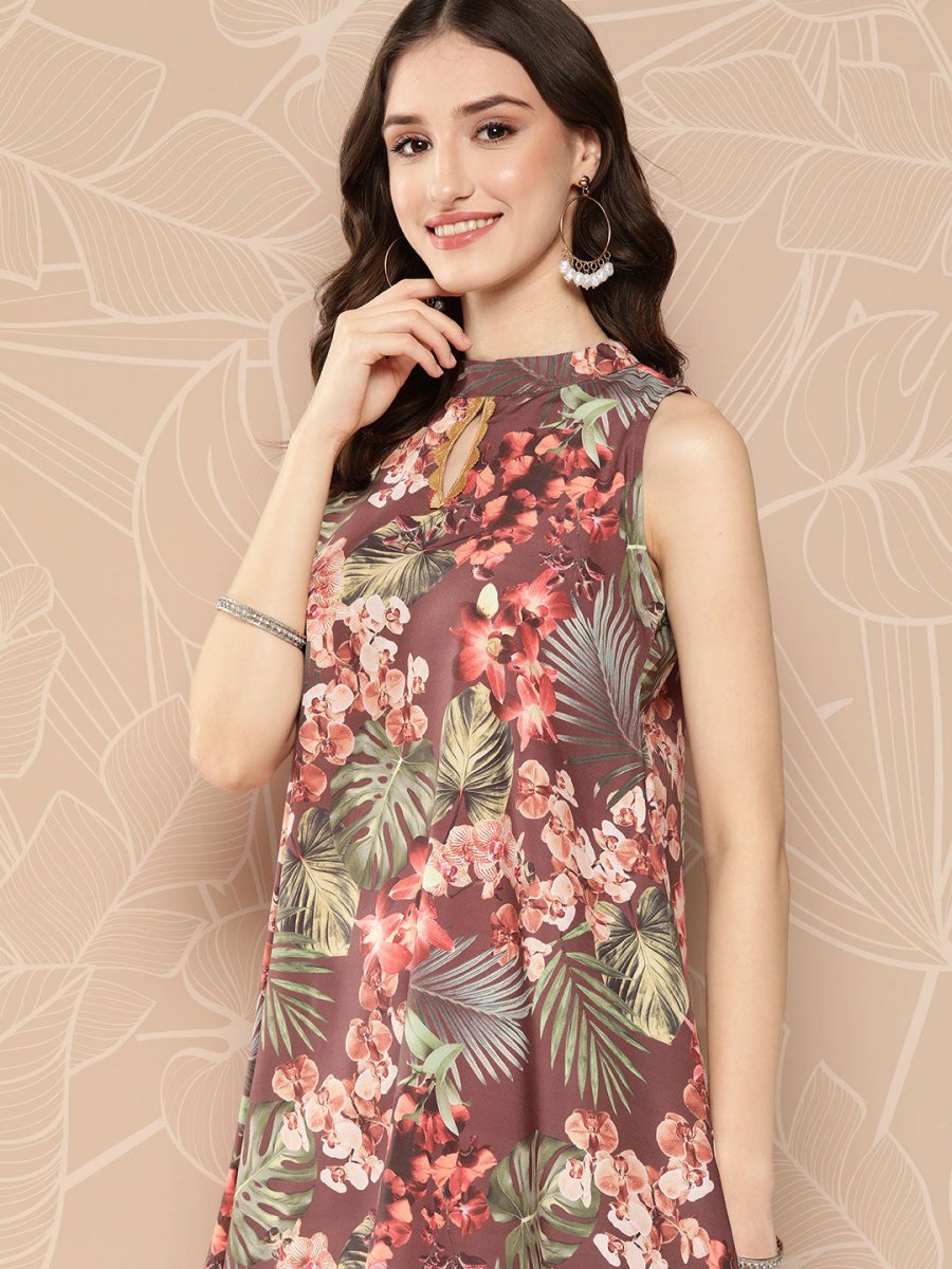 Ahalyaa Halter Neck Printed Tunic - Distacart