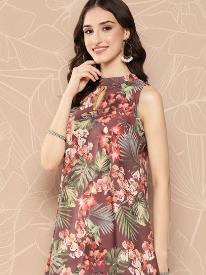 Ahalyaa Halter Neck Printed Tunic - Distacart