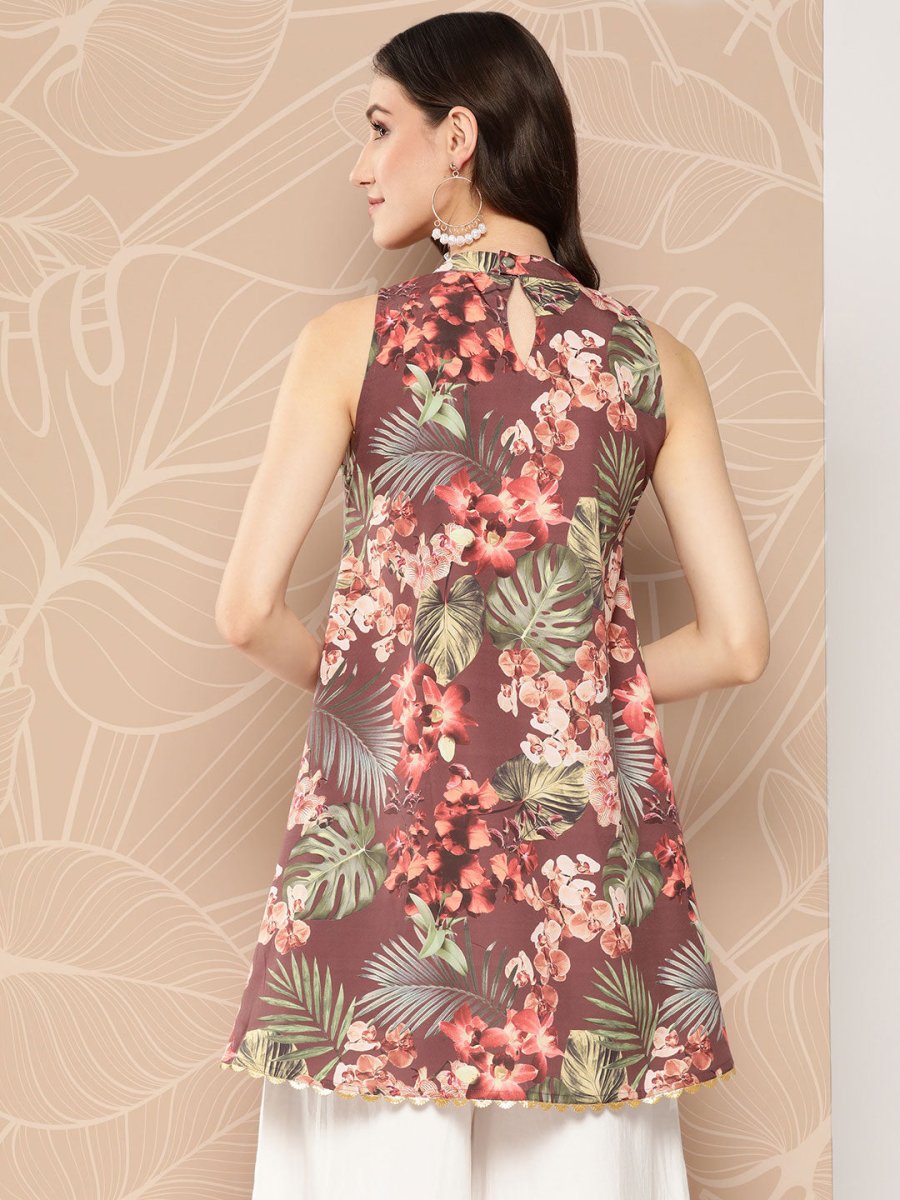Ahalyaa Halter Neck Printed Tunic - Distacart