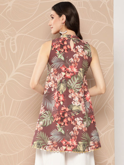 Ahalyaa Halter Neck Printed Tunic - Distacart