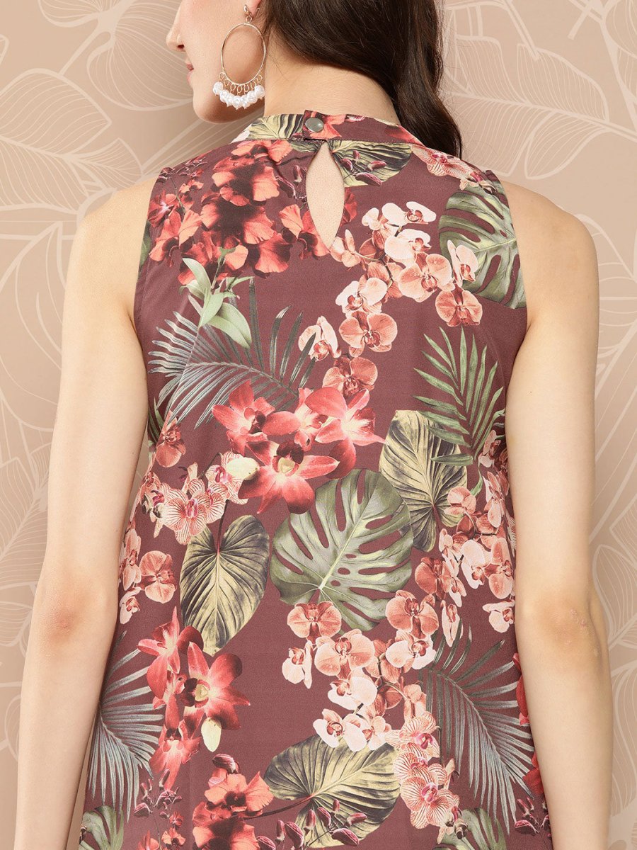Ahalyaa Halter Neck Printed Tunic - Distacart