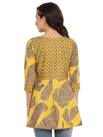 Thumbnail for Ahalyaa Mustard Printed Layerd Tunic