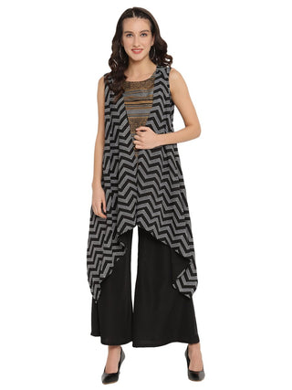 Ahalyaa Black Tunic With Attached Shrug