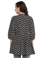 Thumbnail for Ahalyaa Stripes Printed Black Tunic
