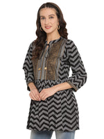 Thumbnail for Ahalyaa Stripes Printed Black Tunic