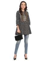 Thumbnail for Ahalyaa Stripes Printed Black Tunic
