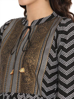 Thumbnail for Ahalyaa Stripes Printed Black Tunic