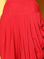 Thumbnail for Ahalyaa Women Red Pleated Gotta Patti Kurti with Dhoti Pants - Distacart