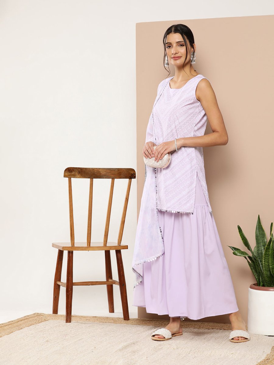 Ahalyaa Women Ethnic Motifs Printed Kurti With Sharara & With Dupatta - Distacart