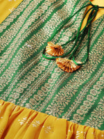 Thumbnail for Ahalyaa Women's Mustard Yellow & Green Printed A-Line Tunic