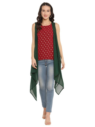 Ahalyaa Maroon Tunic With Attached Shrug