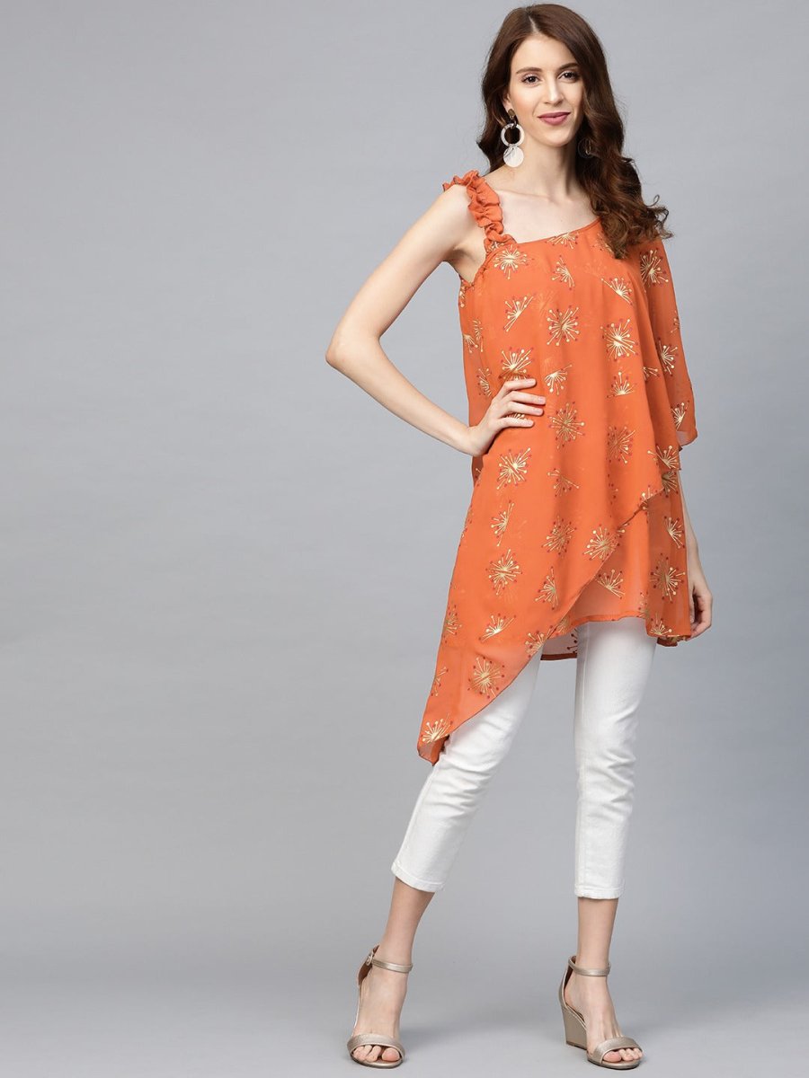 Ahalyaa Women One Shoulder Printed Tunic - Distacart