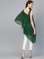 Thumbnail for Ahalyaa Women One Shoulder Green Printed Beautiful Tunic