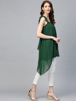 Thumbnail for Ahalyaa Women One Shoulder Green Printed Beautiful Tunic