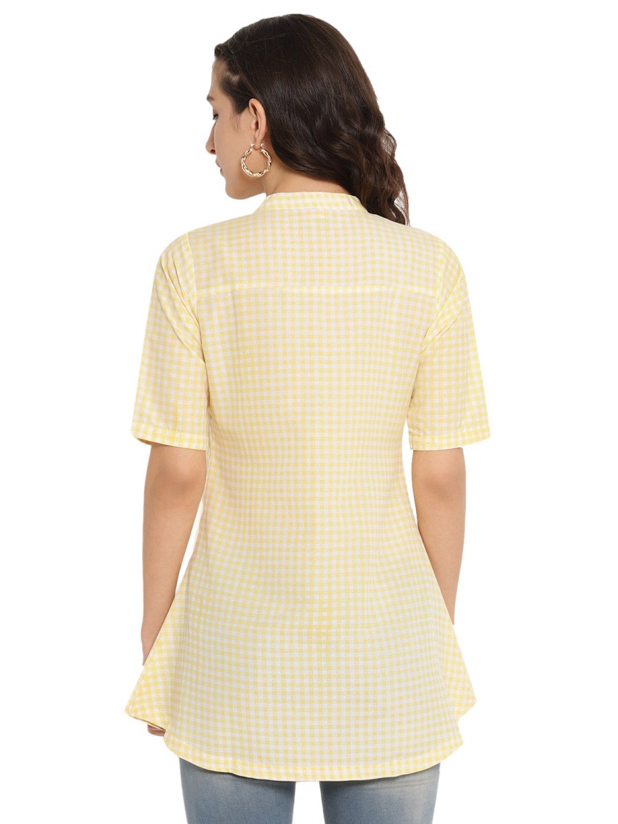 Ahalyaa Checks Printed Yellow Tunic