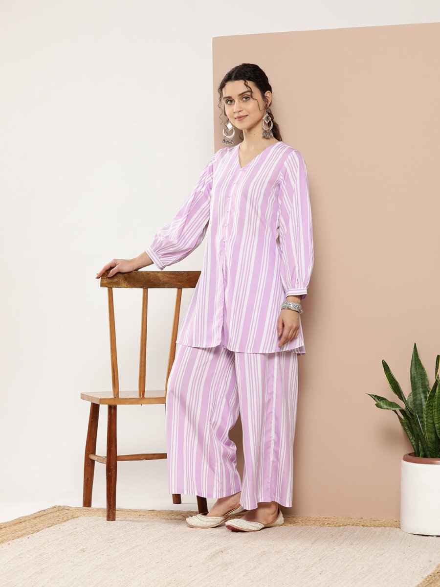 Ahalyaa Women Striped Crepe Co-Ords - Distacart
