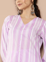 Thumbnail for Ahalyaa Women Striped Crepe Co-Ords - Distacart