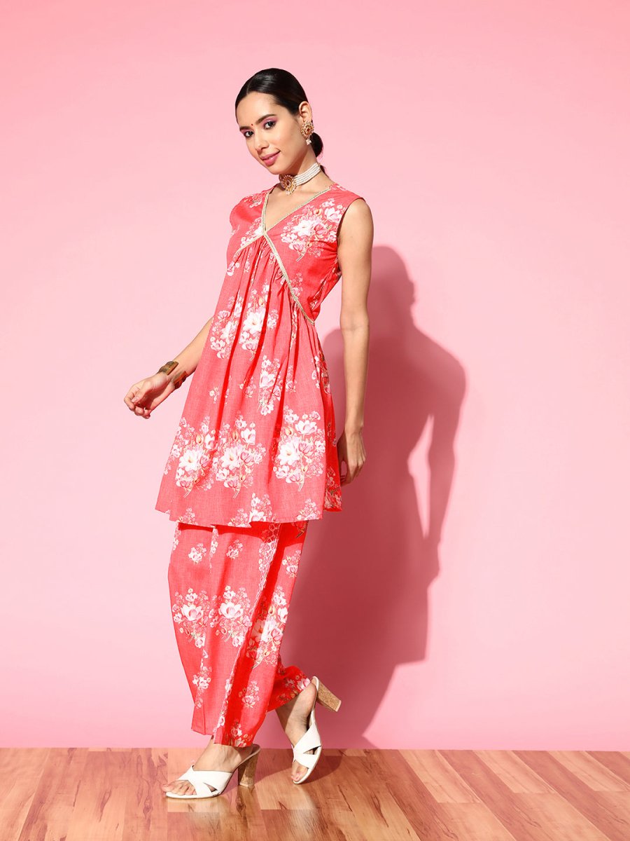 Ahalyaa Floral Printed Crepe Co-Ords - Distacart