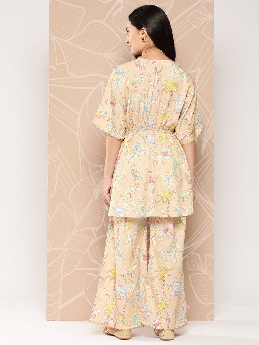 Ahalyaa Women Printed Crepe Tunic With Palazzos - Distacart