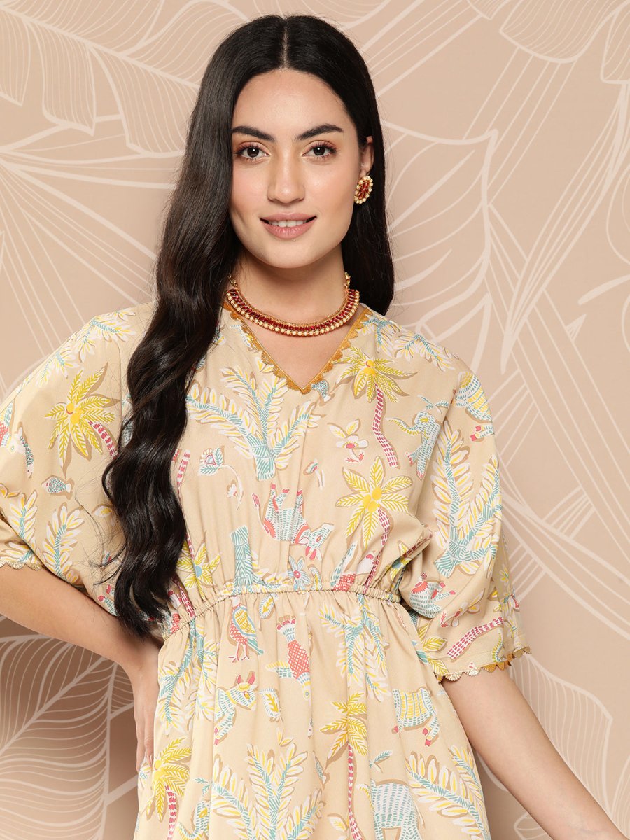 Ahalyaa Women Printed Crepe Tunic With Palazzos - Distacart