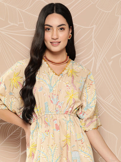 Ahalyaa Women Printed Crepe Tunic With Palazzos - Distacart