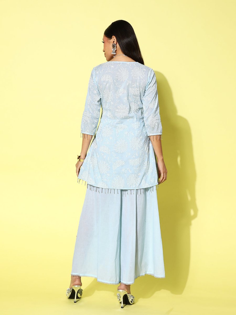 Ahalyaa Printed Cotton Tunic with Palazzos - Distacart