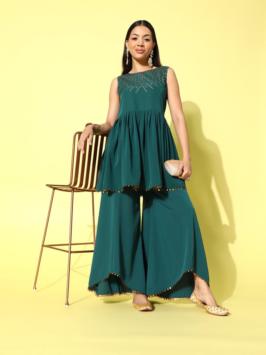 Ahalyaa Printed Tunic with Palazzos - Distacart