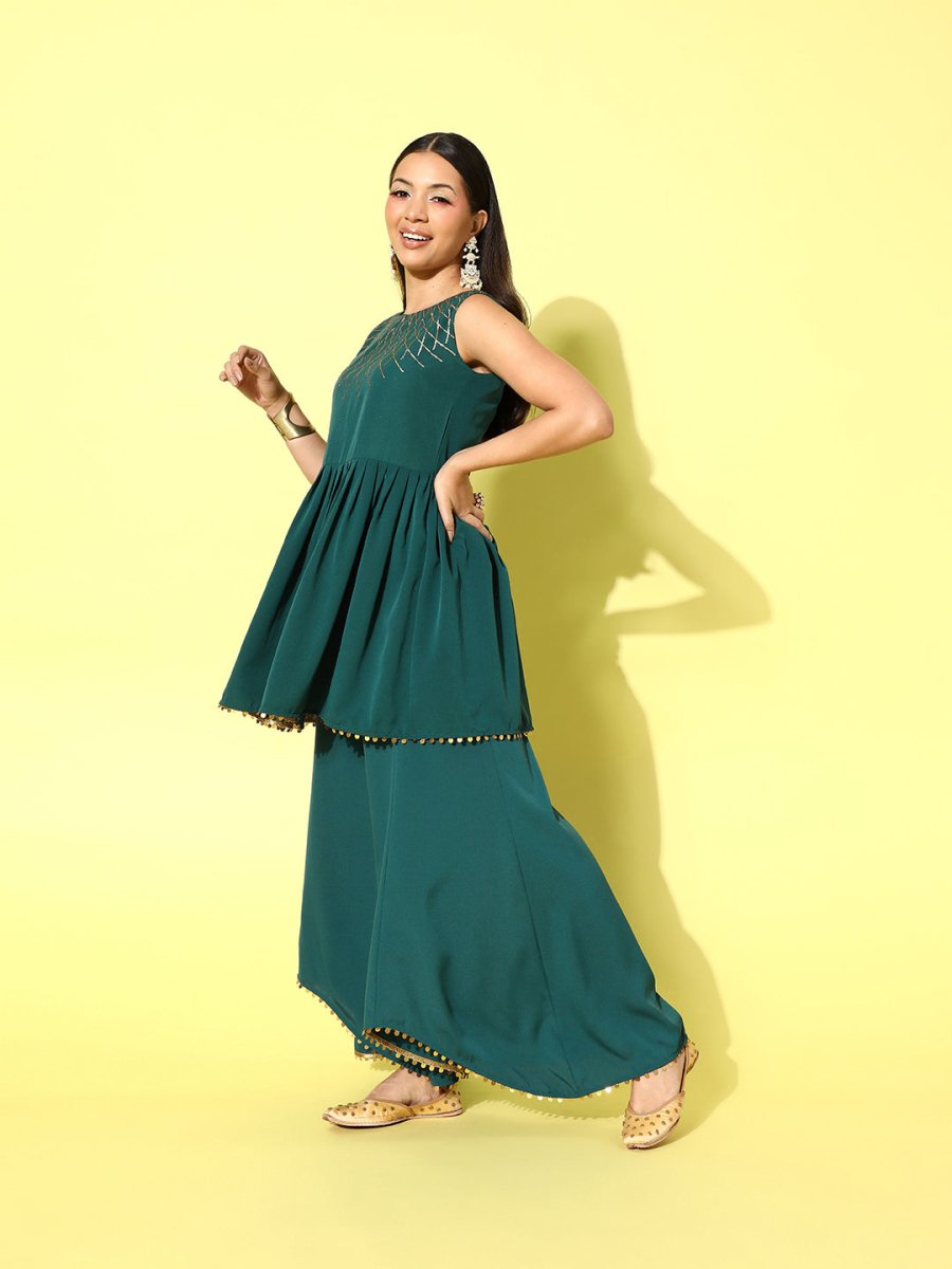 Ahalyaa Printed Tunic with Palazzos - Distacart