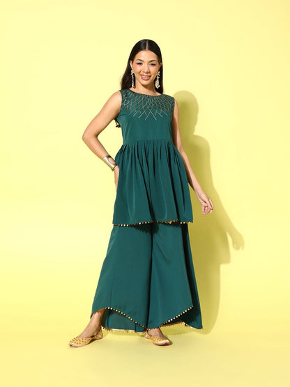 Ahalyaa Printed Tunic with Palazzos - Distacart