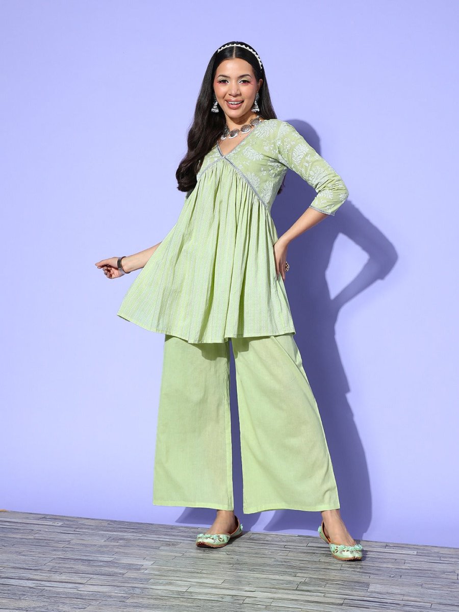 Ahalyaa Printed Tunic with Palazzos - Distacart