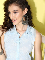 Thumbnail for Ahalyaa Blue Pure Cotton Tunic & Palazzos Ethnic Co-Ords - Distacart