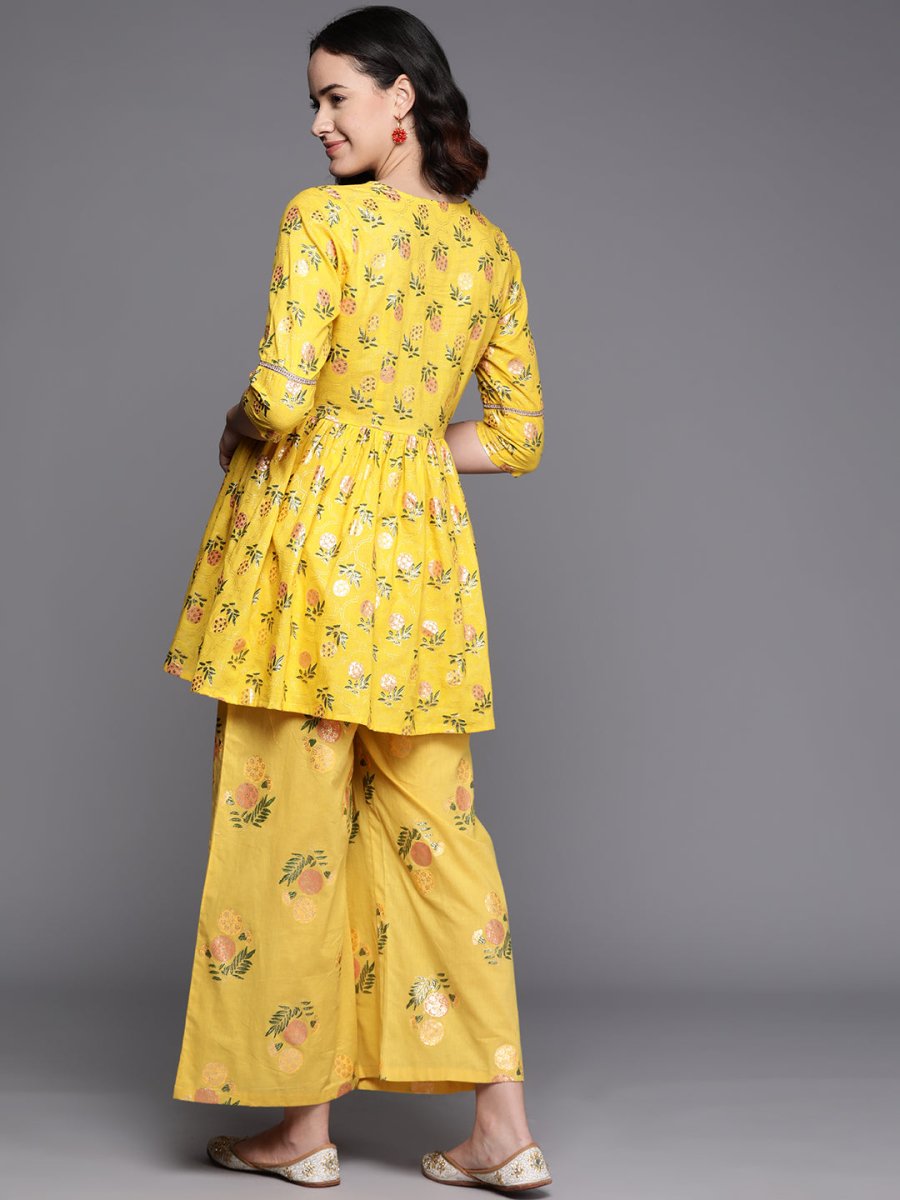 Ahalyaa Printed Pure Cotton Tunic With Palazzos - Distacart