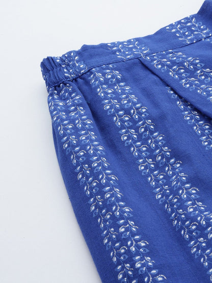 Ahalyaa Printed Pure Cotton Tunic With Palazzos - Distacart