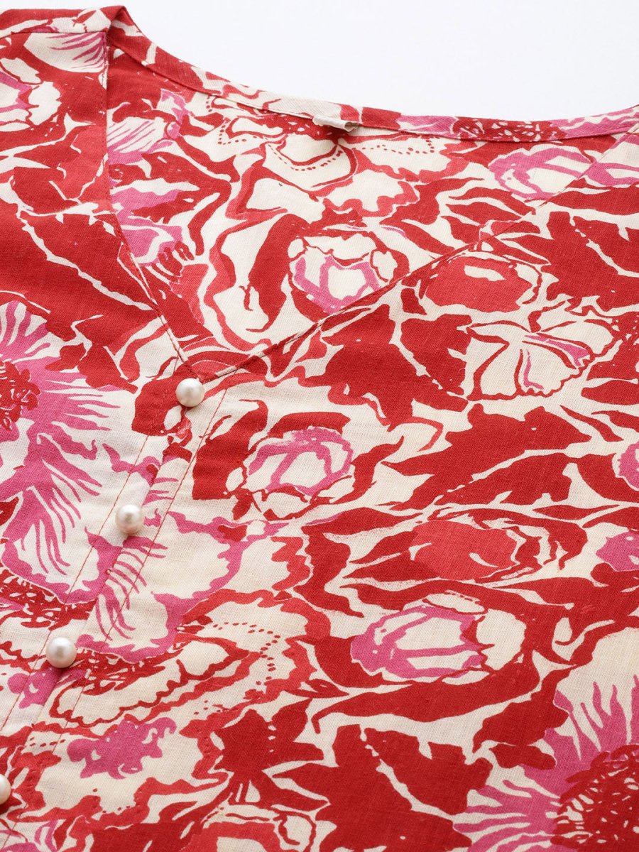 Ahalyaa Printed Pure Cotton Tunic With Palazzos - Distacart