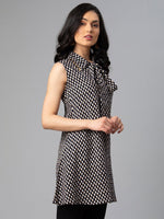 Thumbnail for Ahalyaa Black & White Shirt Collar Printed Tunic