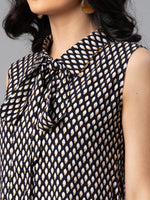 Thumbnail for Ahalyaa Black & White Shirt Collar Printed Tunic