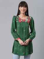 Thumbnail for Ahalyaa Green & Pink Printed Tunic
