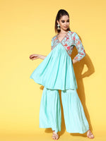 Thumbnail for Ahalyaa Women Floral Printed Pleated Kurti with Sharara - Distacart