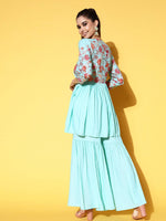 Thumbnail for Ahalyaa Women Floral Printed Pleated Kurti with Sharara - Distacart
