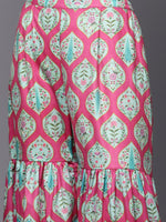 Thumbnail for Ahalyaa Women Pink Ethnic Motifs Gotta Patti Velvet Kurta with Palazzos - Distacart