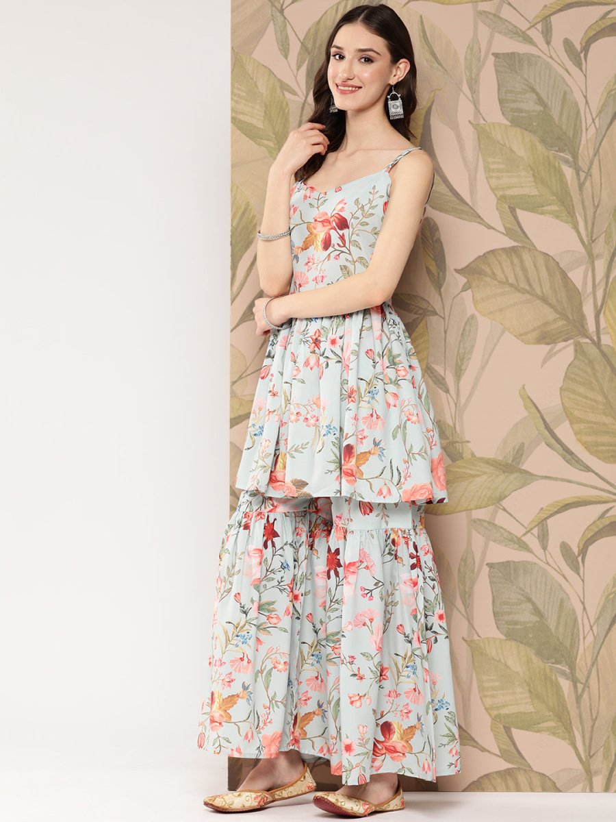 Ahalyaa Women Floral Printed Regular Kurti with Sharara - Distacart