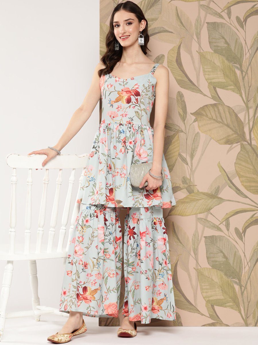 Ahalyaa Women Floral Printed Regular Kurti with Sharara - Distacart