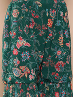 Thumbnail for Ahalyaa Women Floral Printed Pleated Sequinned Top with Sharara - Distacart