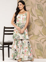 Thumbnail for Ahalyaa Women Floral Printed Regular Gotta Patti Kurti with Sharara - Distacart